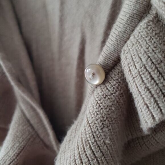 New York & Company Cardigan Neutral Cream Tan XS Ruffle Front 3/4 sleeves - Picture 5 of 5